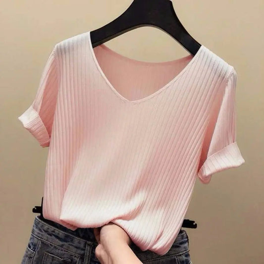 Summer Ice Silk Cropped T-Shirt for Women