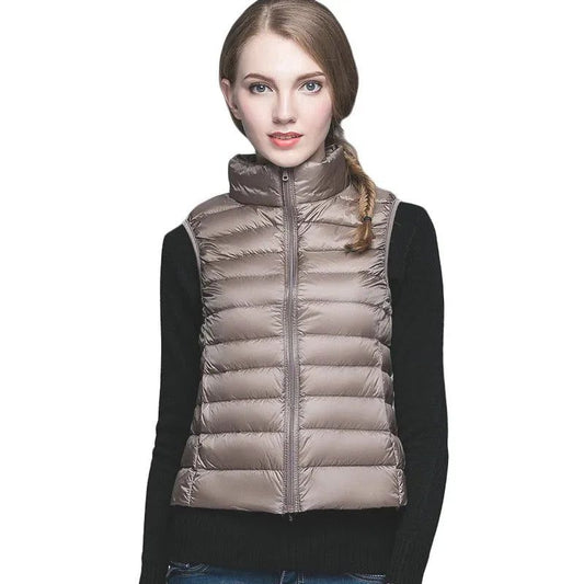 Slim White Sleeveless Down Vest Women Winter