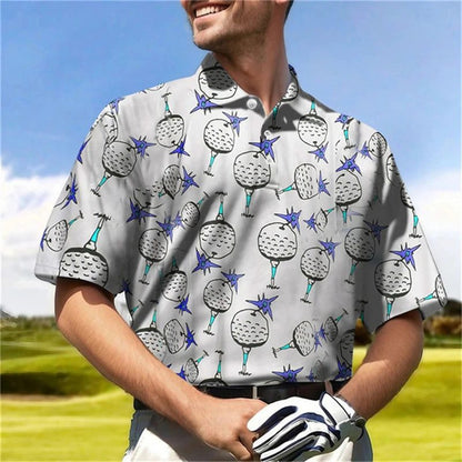 Men's Casual 3D Golf Polo Shirt