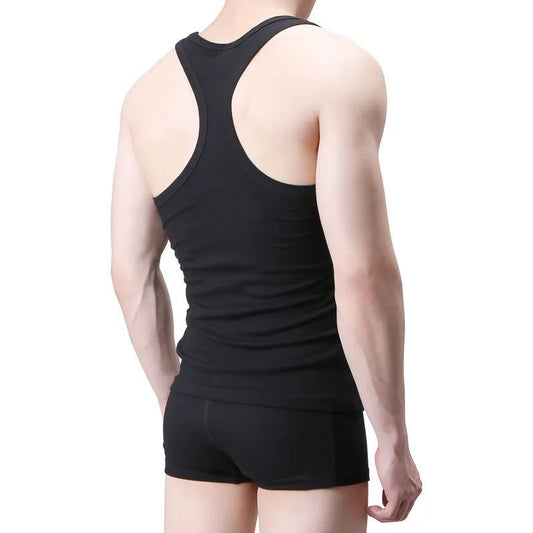 Men's Ribbed Cotton Tank Top - Slim Fit