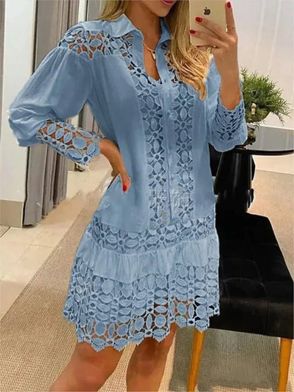 Elegant Long Sleeve Lace Women’s Dress Shirt