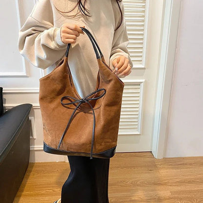 2024 Retro Faux Suede Bucket Shoulder Bag