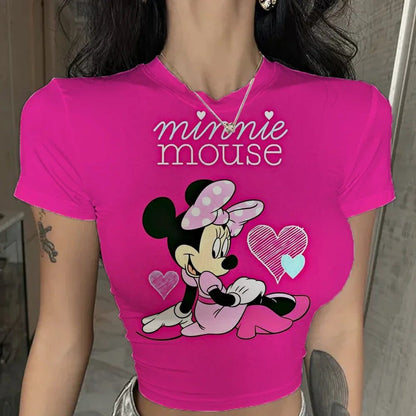 Trendy Y2K Minnie Mouse Cropped T-Shirt