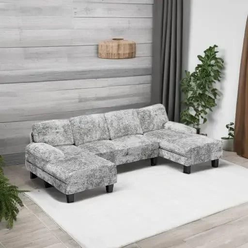 Modern U-Shaped Convertible Sectional Sofa Set