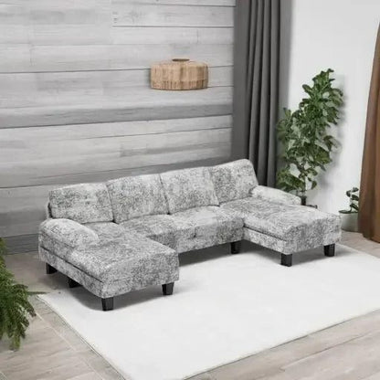 Modern U-Shaped Convertible Sectional Sofa Set