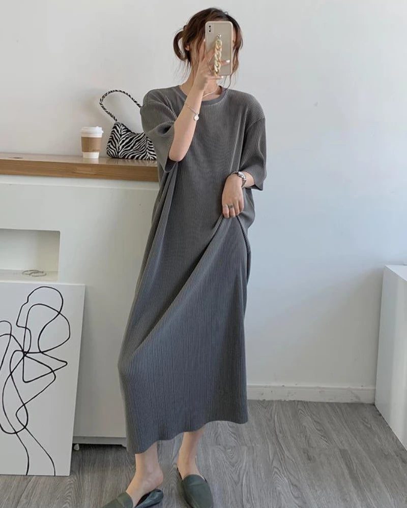 Trendy Loose Midi T-Shirt Dress for Women