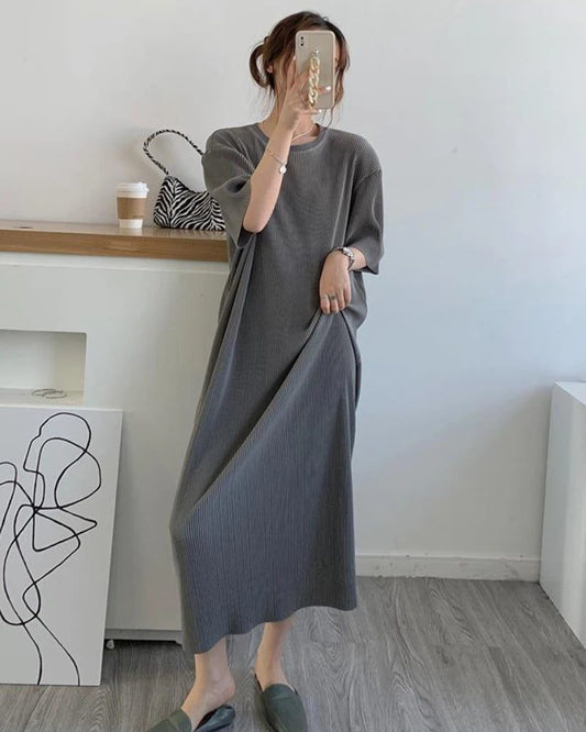 Trendy Loose Midi T-Shirt Dress for Women