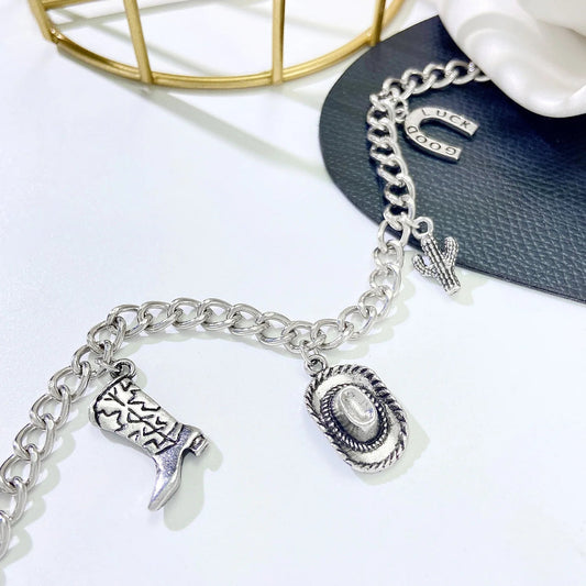 Western Cowboy Charm Bracelet for Men Women