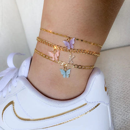 Waterproof Initial Letter Anklets for Women