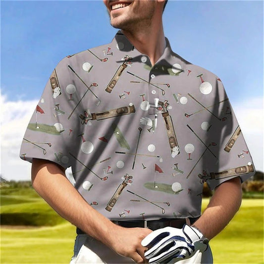 Men's Casual 3D Golf Polo Shirt