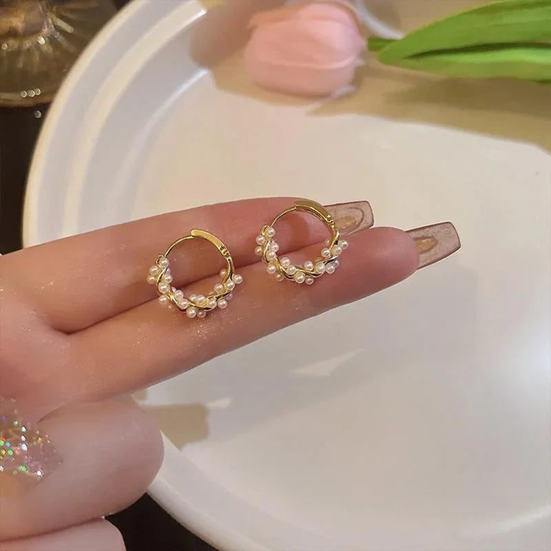 Elegant Pearl Circle Earrings for Women