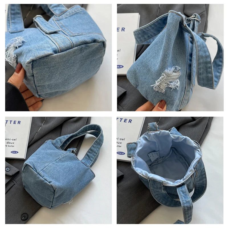 2023 Small Denim Bucket Bag for Women