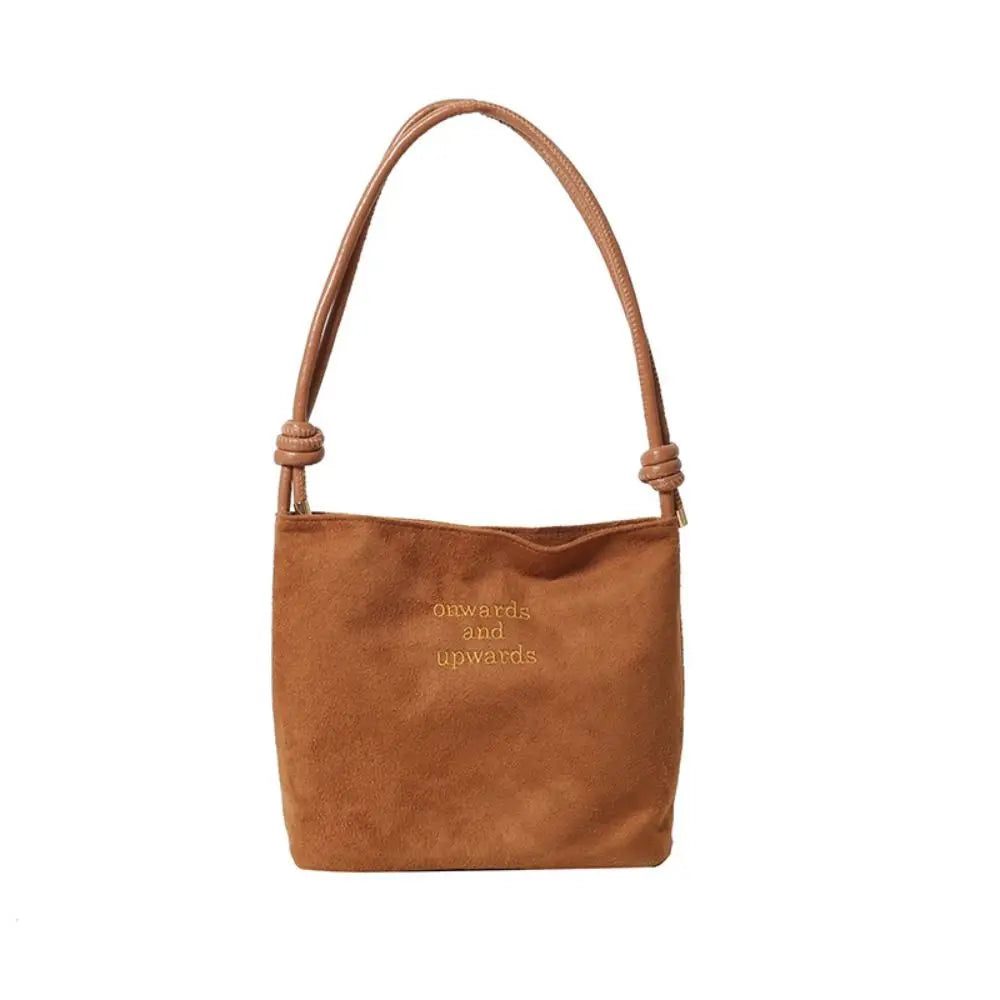 Large Suede Bucket Bag with Adjustable Strap