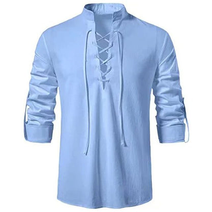 2023 Men's V-Neck Vintage Long Sleeve Shirt