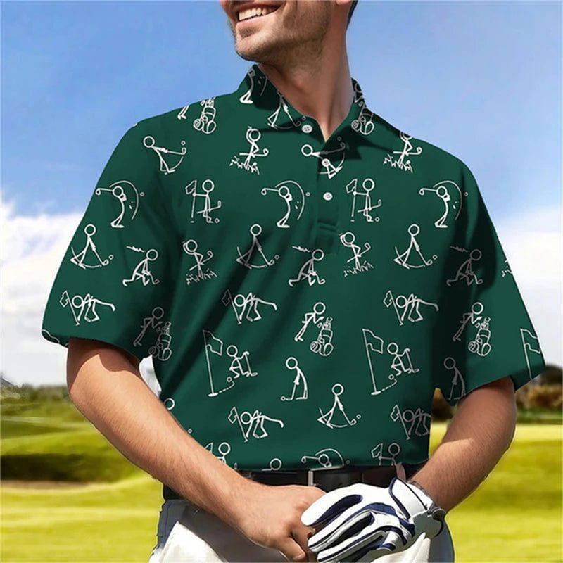 Men's Casual 3D Golf Polo Shirt