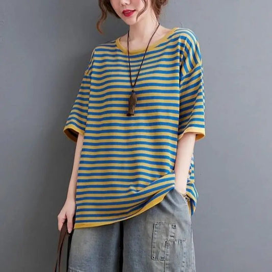 Casual Women's Striped T-Shirt for Summer
