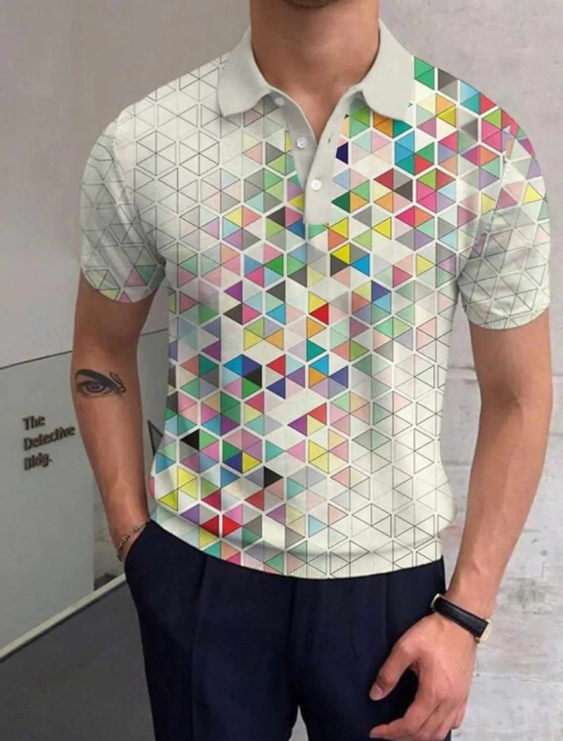 Men's Golf Polo Shirt with Optical Illusion