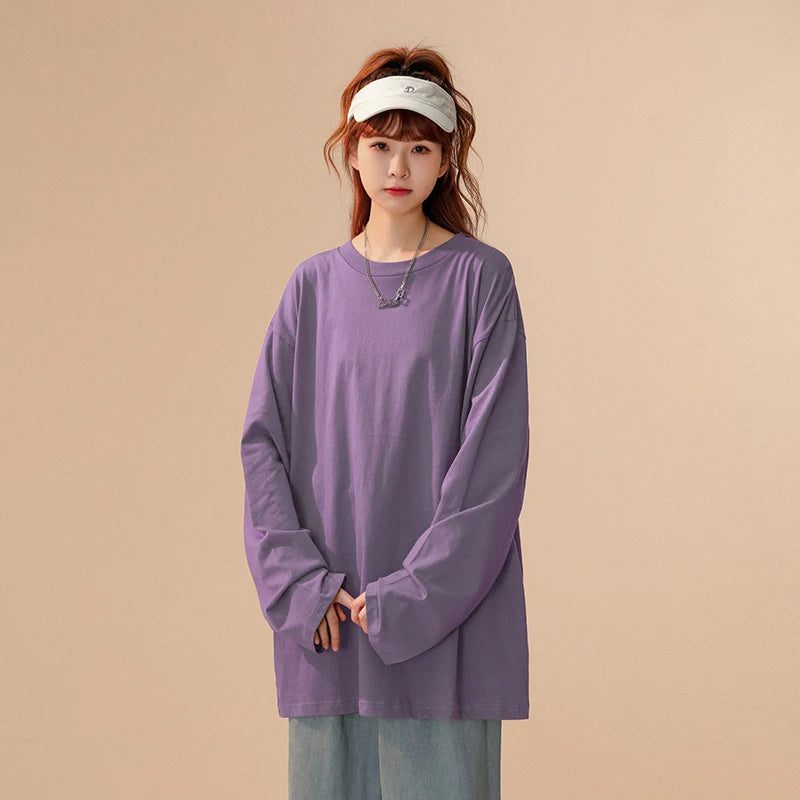 Trendy Long Sleeve Cotton T-Shirts for Women