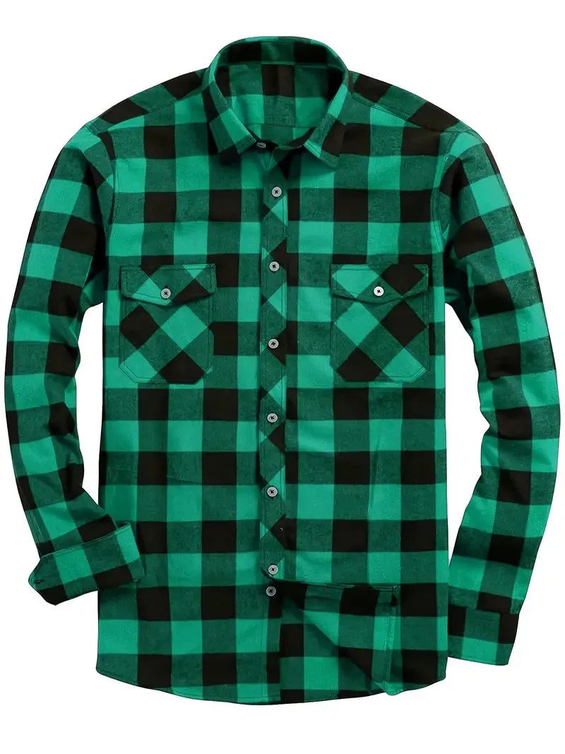 Men's Long Sleeve Plaid Flannel Shirt