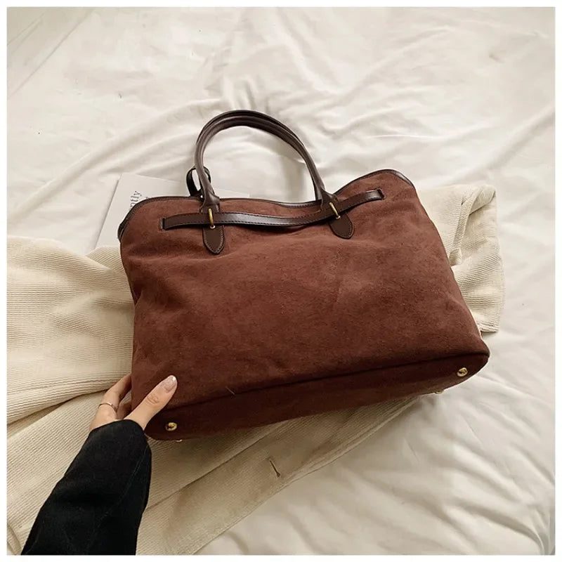 Large Faux Suede Shoulder Bag for Women