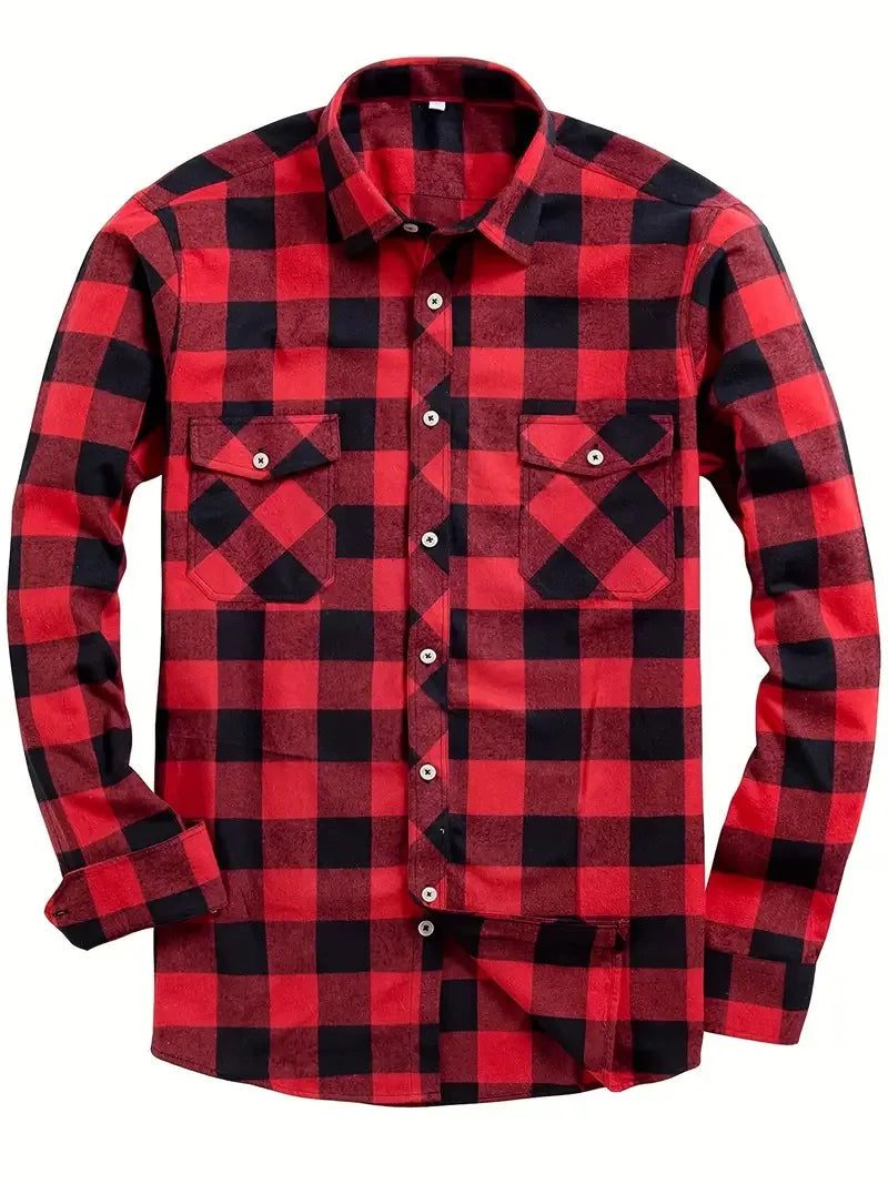 Men's Long Sleeve Plaid Flannel Shirt