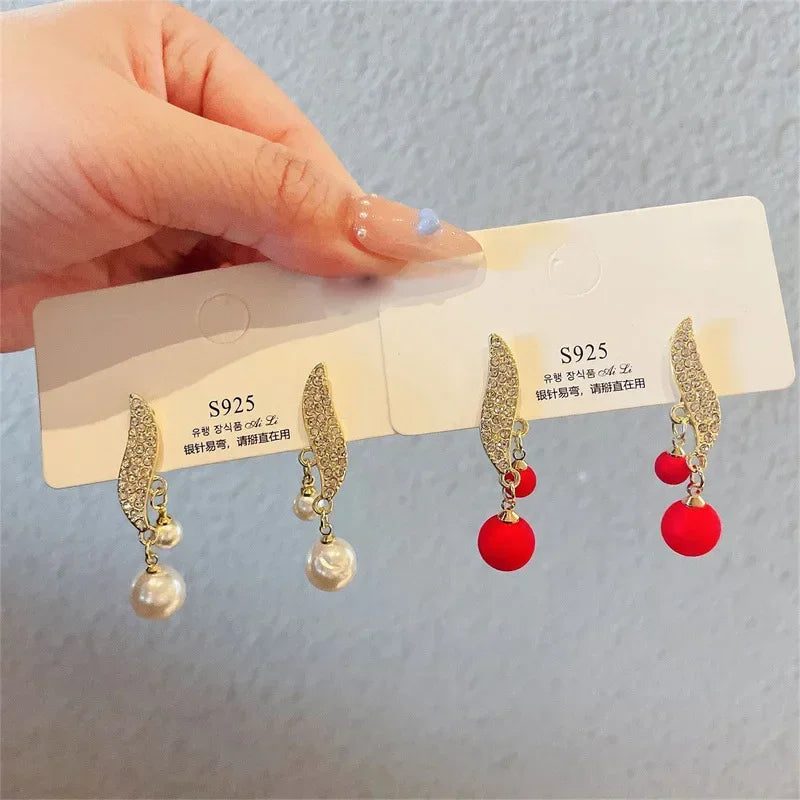 Elegant Double Pearl Dangle Earrings for Weddings