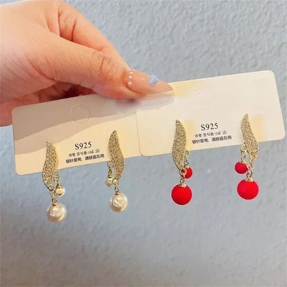 Elegant Double Pearl Dangle Earrings for Weddings