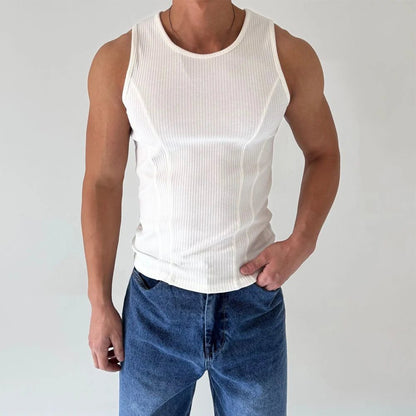 Men's Ribbed Sleeveless Tank Top for Fitness
