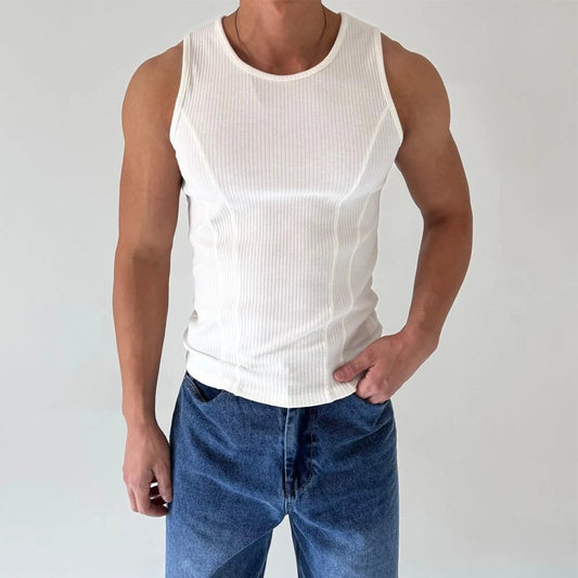 Men's Ribbed Sleeveless Tank Top for Fitness