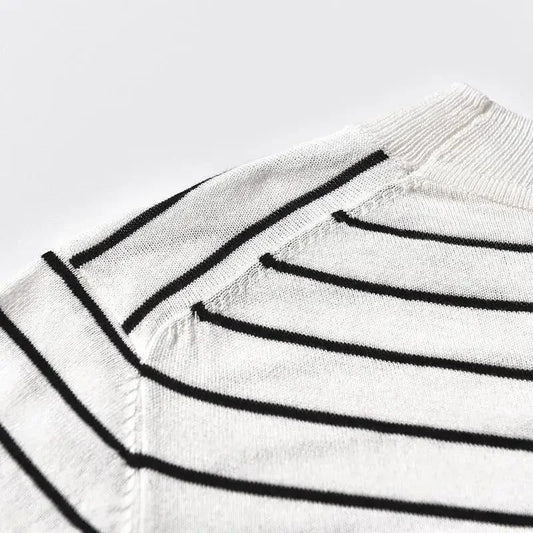 Women's Striped Silk Cotton Loose T-Shirt