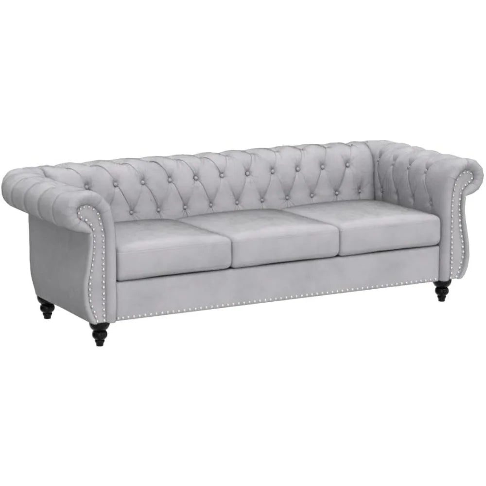 Modern 3-Seater Velvet Sofa for Living Room