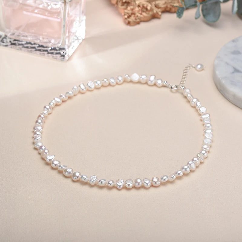 Natural Baroque Pearl Necklace 925 Silver Choker