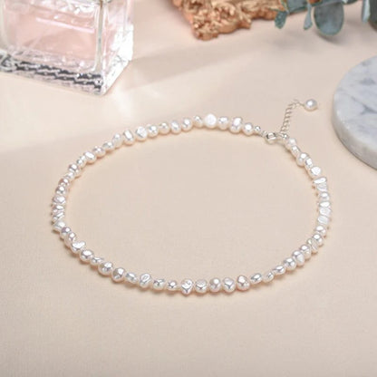 Natural Baroque Pearl Necklace 925 Silver Choker