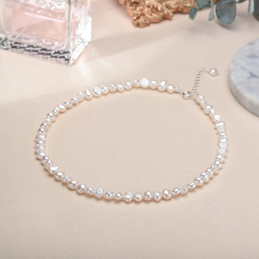 Natural Baroque Pearl Necklace 925 Silver Choker