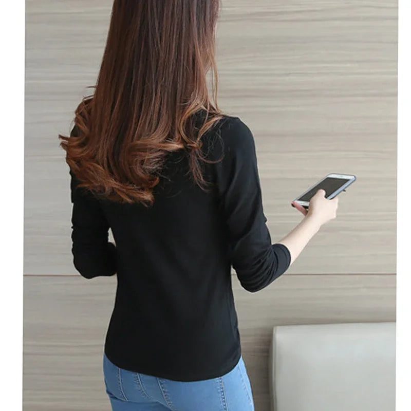 2022 Women's Black White Long Sleeve T-Shirt