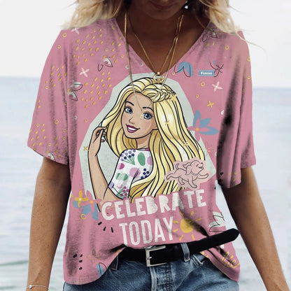 Classic Pink V-Neck T-Shirt for Women