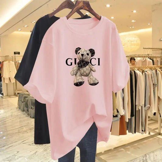 Trendy Oversized Animal Print Cotton T-Shirts