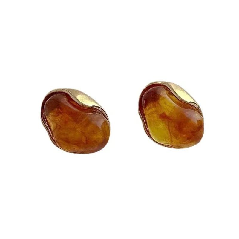 Amber Geometric Stud Earrings for Women