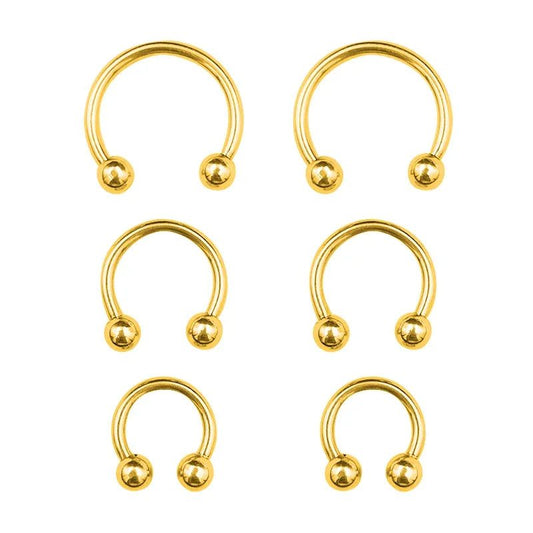6PCS Stainless Steel Horseshoe Fake Nose Rings