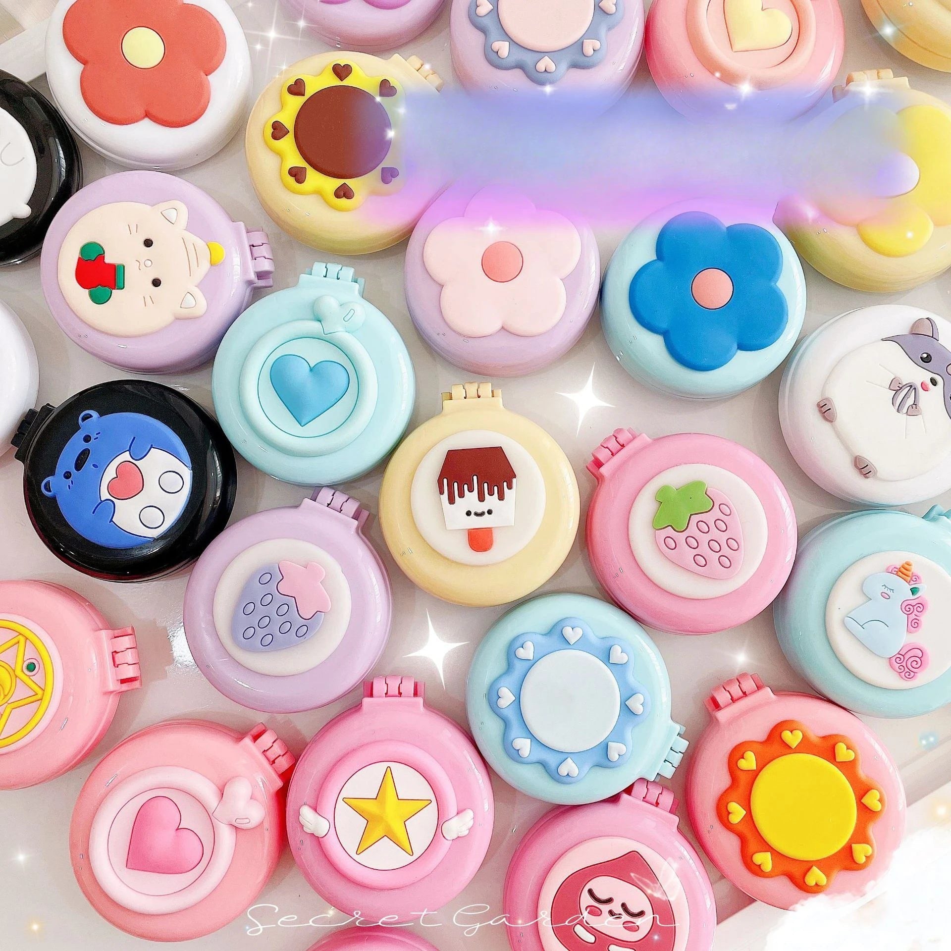 Portable Cartoon Folding Hair Brush with Mirror