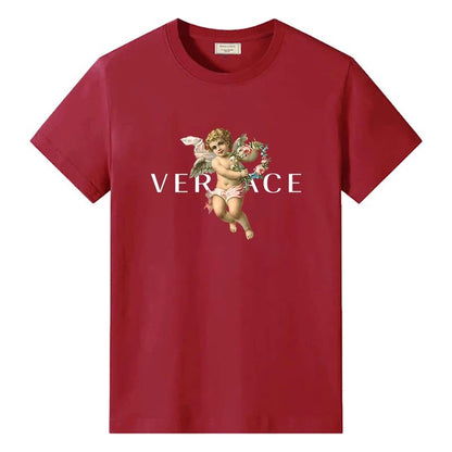 Men's Vintage Cotton T-Shirt with Angel Print