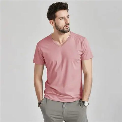 Men's V-Neck T-Shirts: Luxury Ice Silk