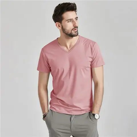 Men's V-Neck T-Shirts: Luxury Ice Silk