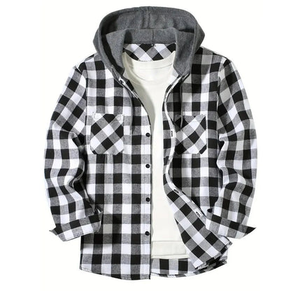 Men's Classic Plaid Flannel Hoodie Shirt
