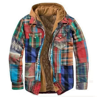 Men's Flannel Shirt Jacket with Hooded Warmth