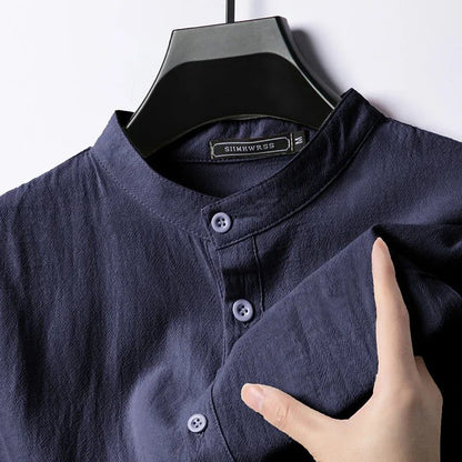 Lightweight Linen Cotton Henley Shirts for Men