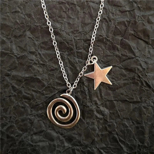 Vintage Spiral Vortex Pendant Leather Necklace 2023