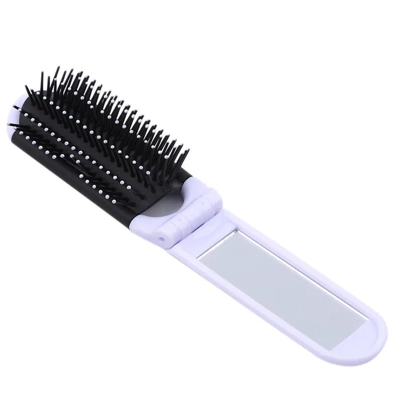 Portable Folding Travel Hair Comb with Mirror