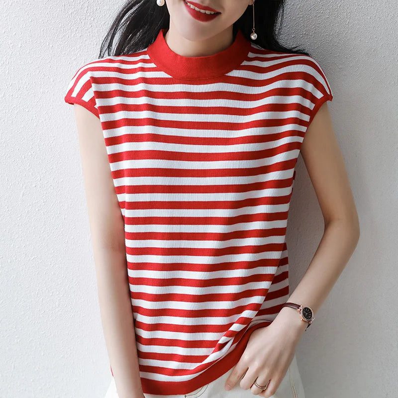 2024 Summer Women's Striped Cotton T-Shirt