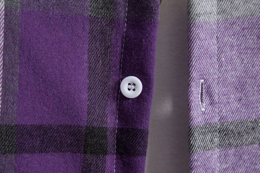 Men's Purple Plaid Flannel Shirt with Hoodie